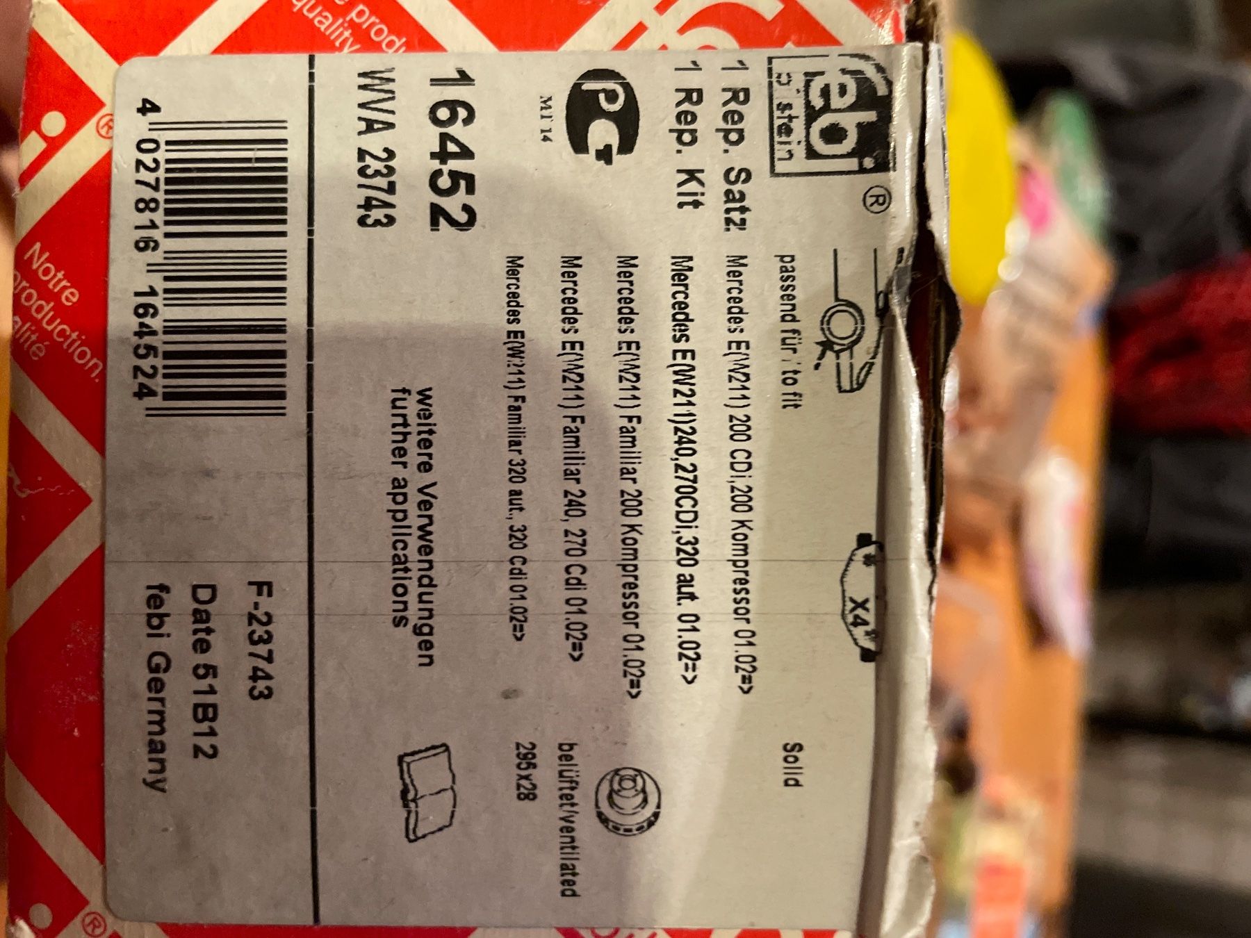 MercFebi Bremsbeläge vorne beide Seiten w211 270 CDI BJ 2003 (Neu und