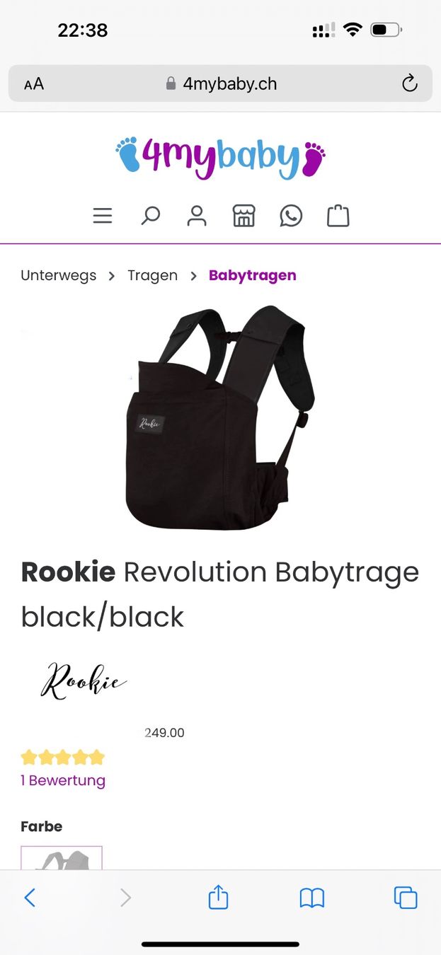 Rookie Bauch- & Rückentragen: Rookie Revolution Trage - Top Zustand – Gebraucht aus Thayngen von  3