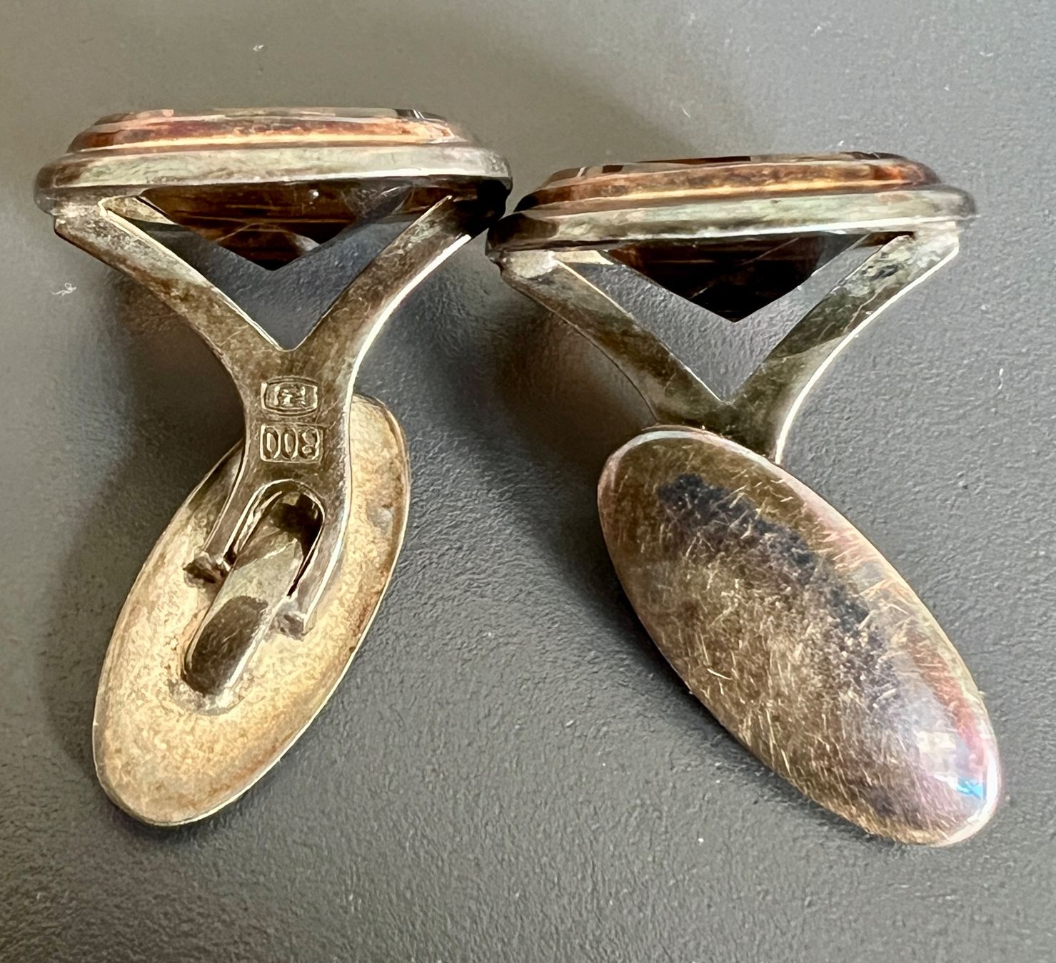 Gemelli: Manschettenknöpfe Silber mit Rauchquarz – Usato da Chur venduto da Penting1935 6