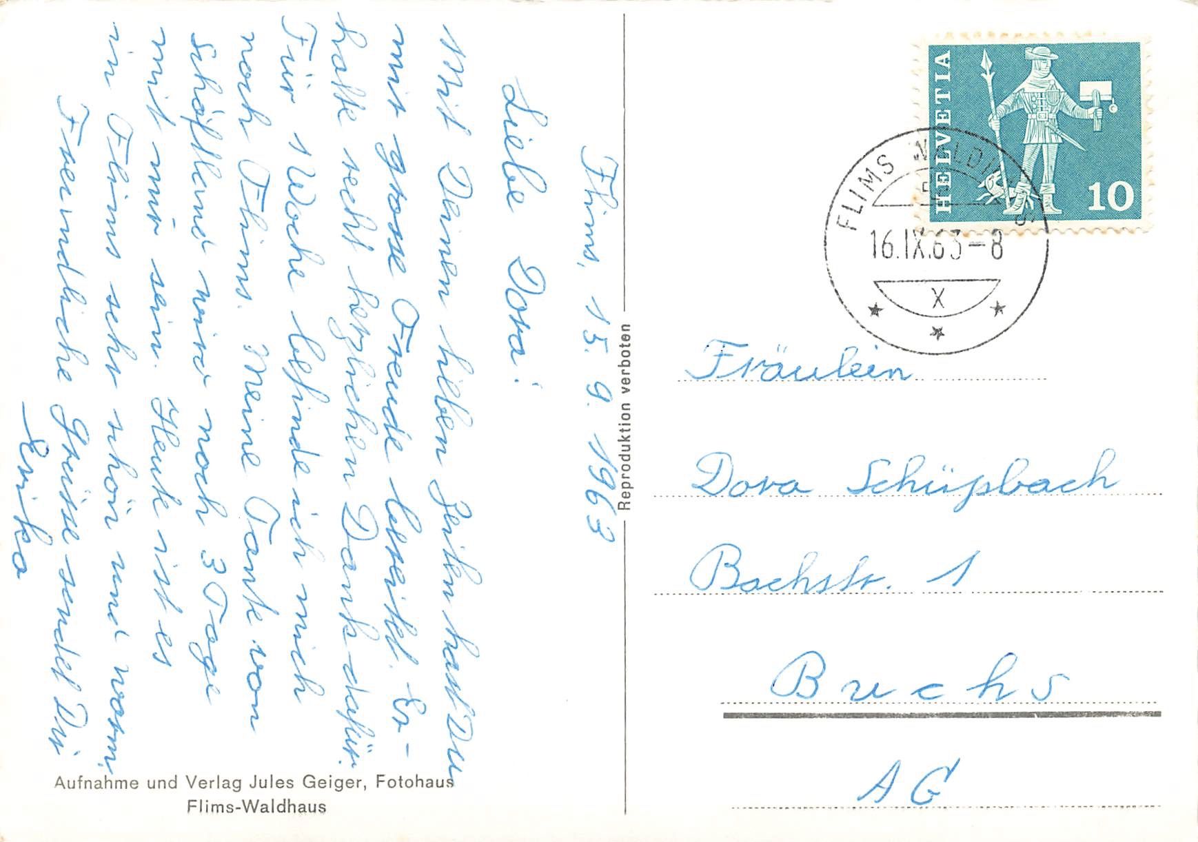 Cartoline postali: Flims waldhaus – Usato da Biasca venduto da Blenio71 1