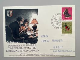 1953 Tag der Briefmarke Karte mit Paar senkr. J150+151