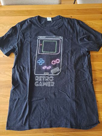 T-Shirt Retro Gamer Gameboy Print Gr. L schwarz