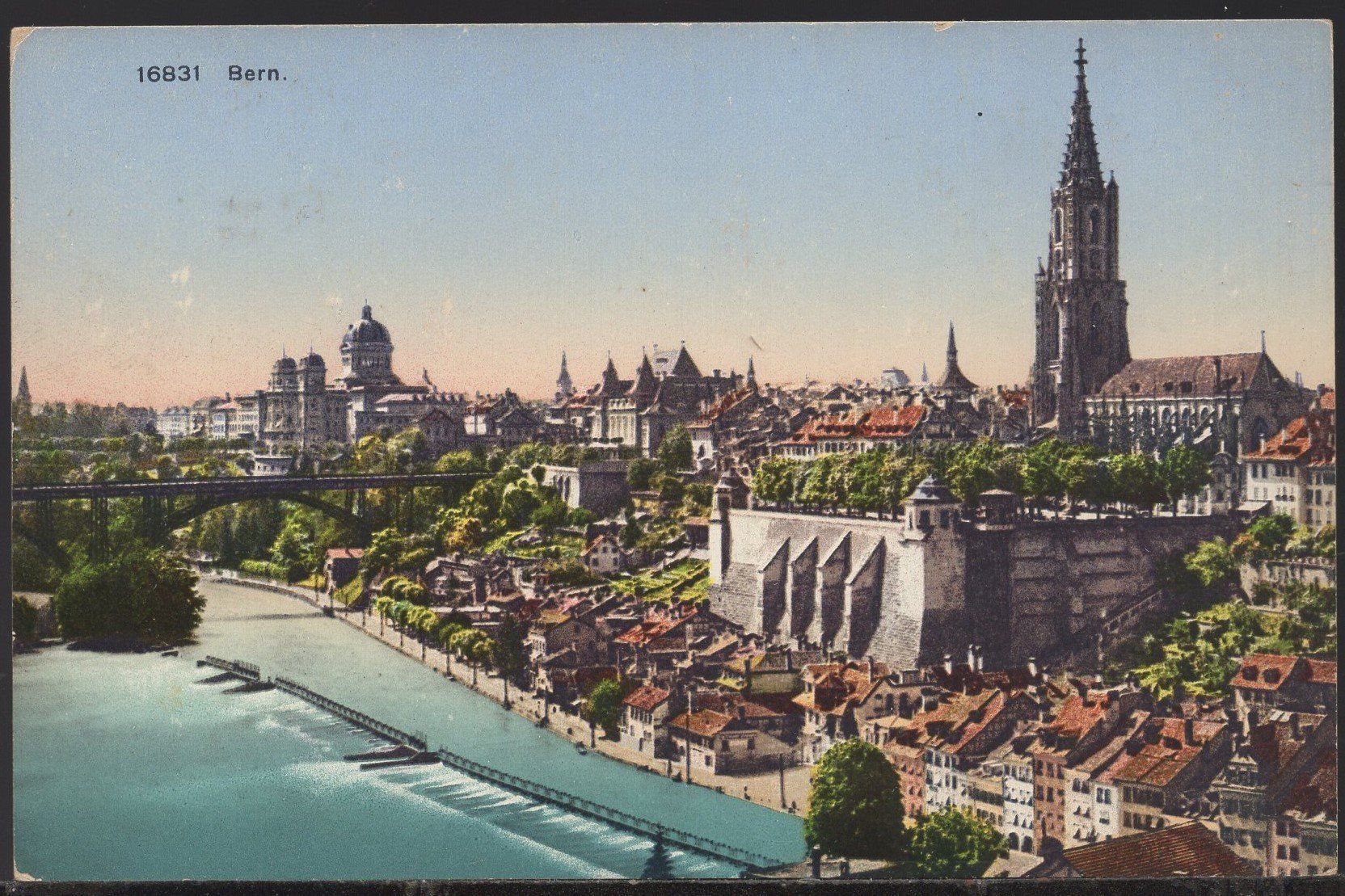 Cartoline postali: Bern Münster und Aare – Usato da Aarau venduto da kufi44