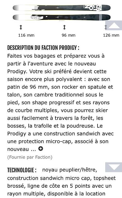 Skis: Ski Faction Prodigy 1 + fixations Marker Griffon – D'occasion à Vinzel par PFrancet 4