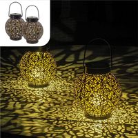 Solarlampen 2 Stück Metall Solar Laterne LED Gartenleuchte
