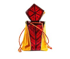 Schlussverkauf - Tuareg Lederbeutel gelb/rot gross