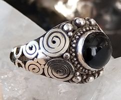 RETRO UNIKAT RING MIT ONYX IN 925 SILBER