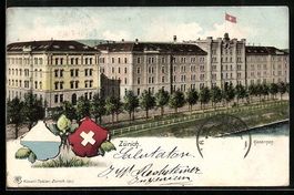 AK Zürich, Blick auf die Kasernen, 1906
