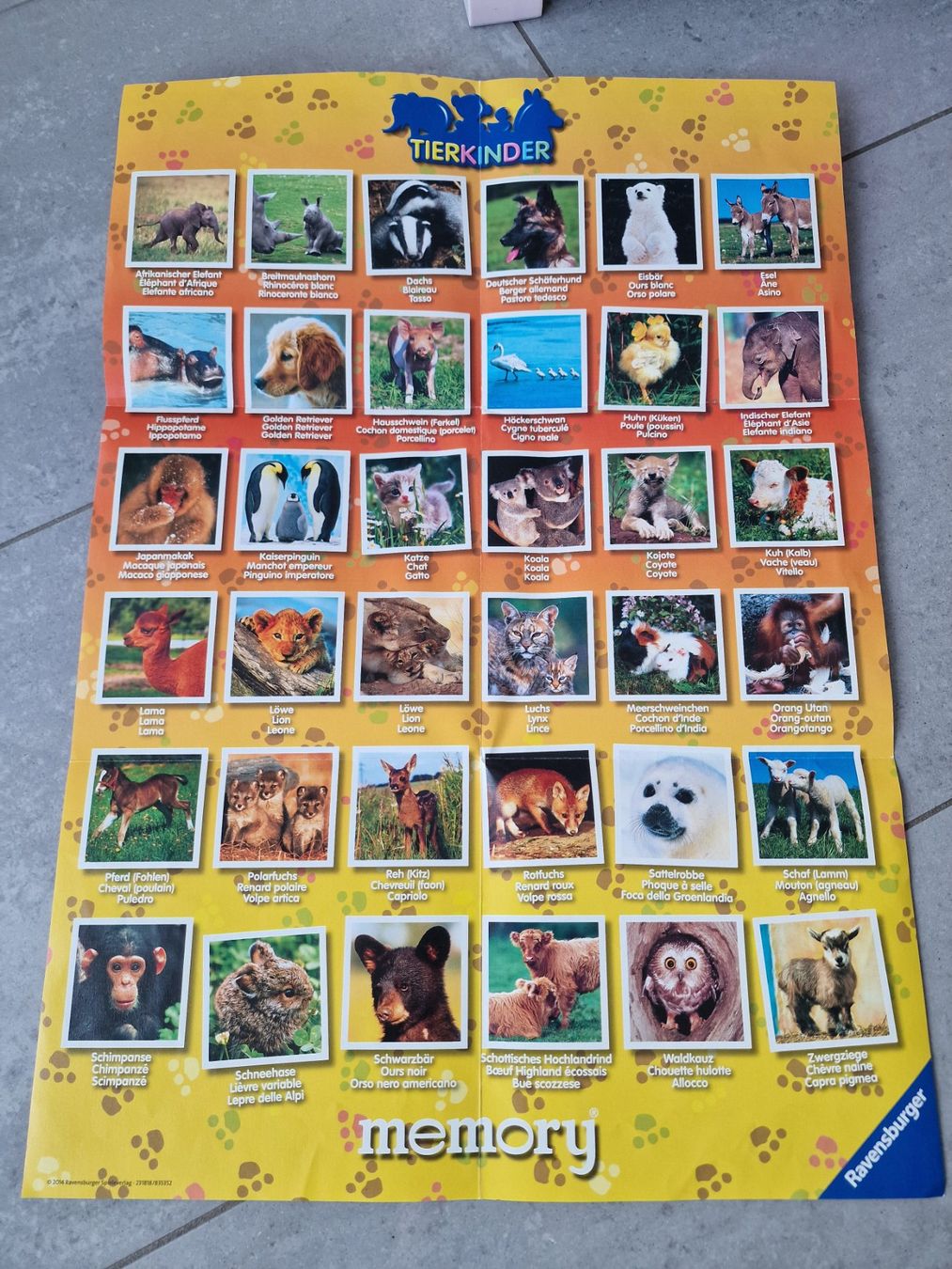 Ravensburger Giochi: Tier Memory mit 72 Karten von Ravensburger - mit Poster – Usato da Wilen b. Wollerau venduto da kaefer88 3