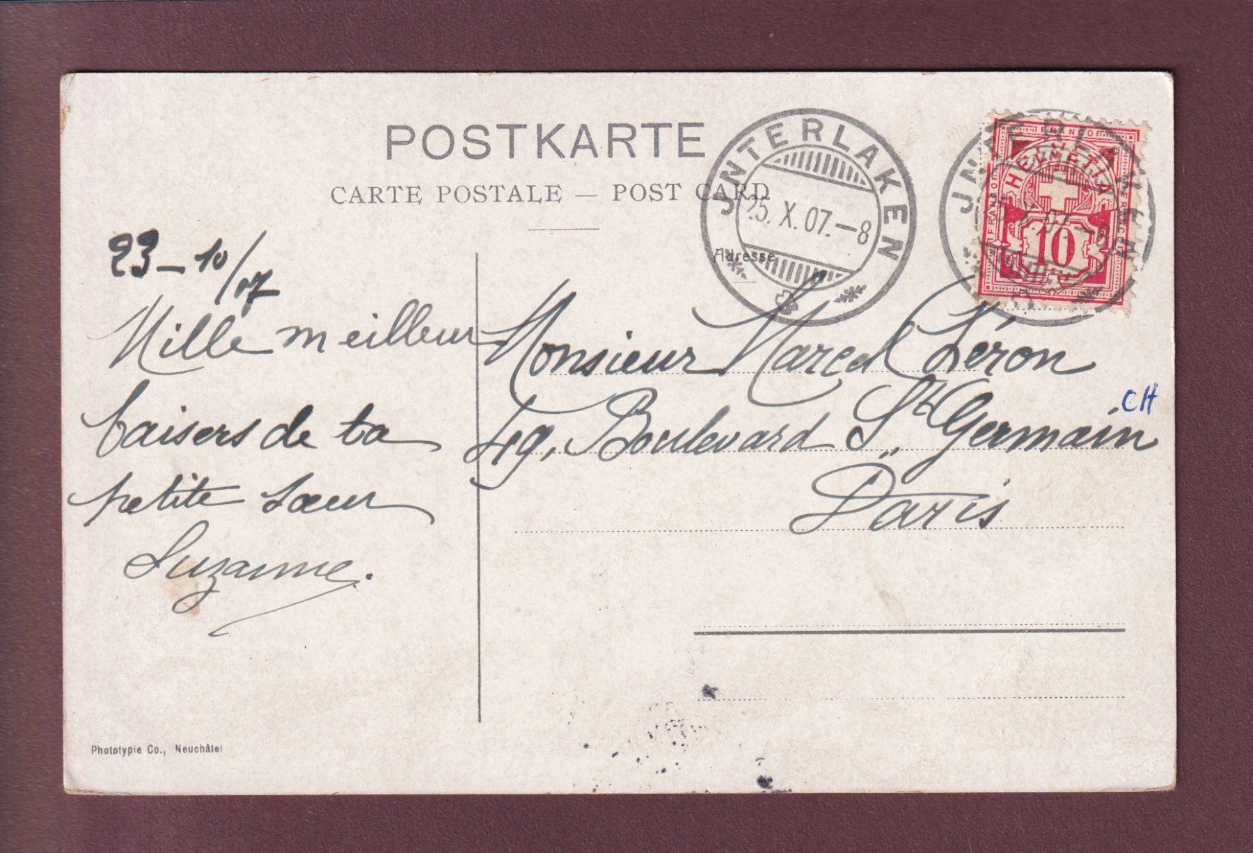 Cartoline postali: Alpenlandschaft mit JUNGFRAU - 1907 – Usato da Pully venduto da nicecards 1