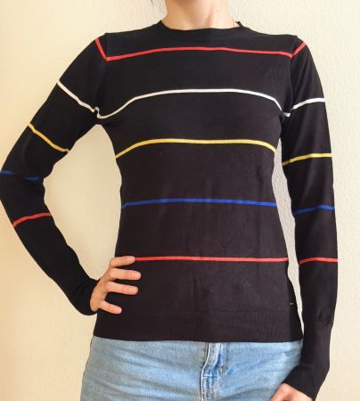 Damen Pullover schwarz gestreift Grösse 36 wie neu