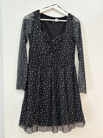 H&M Damen Langarmkleid Gr. M Schwarz Neu