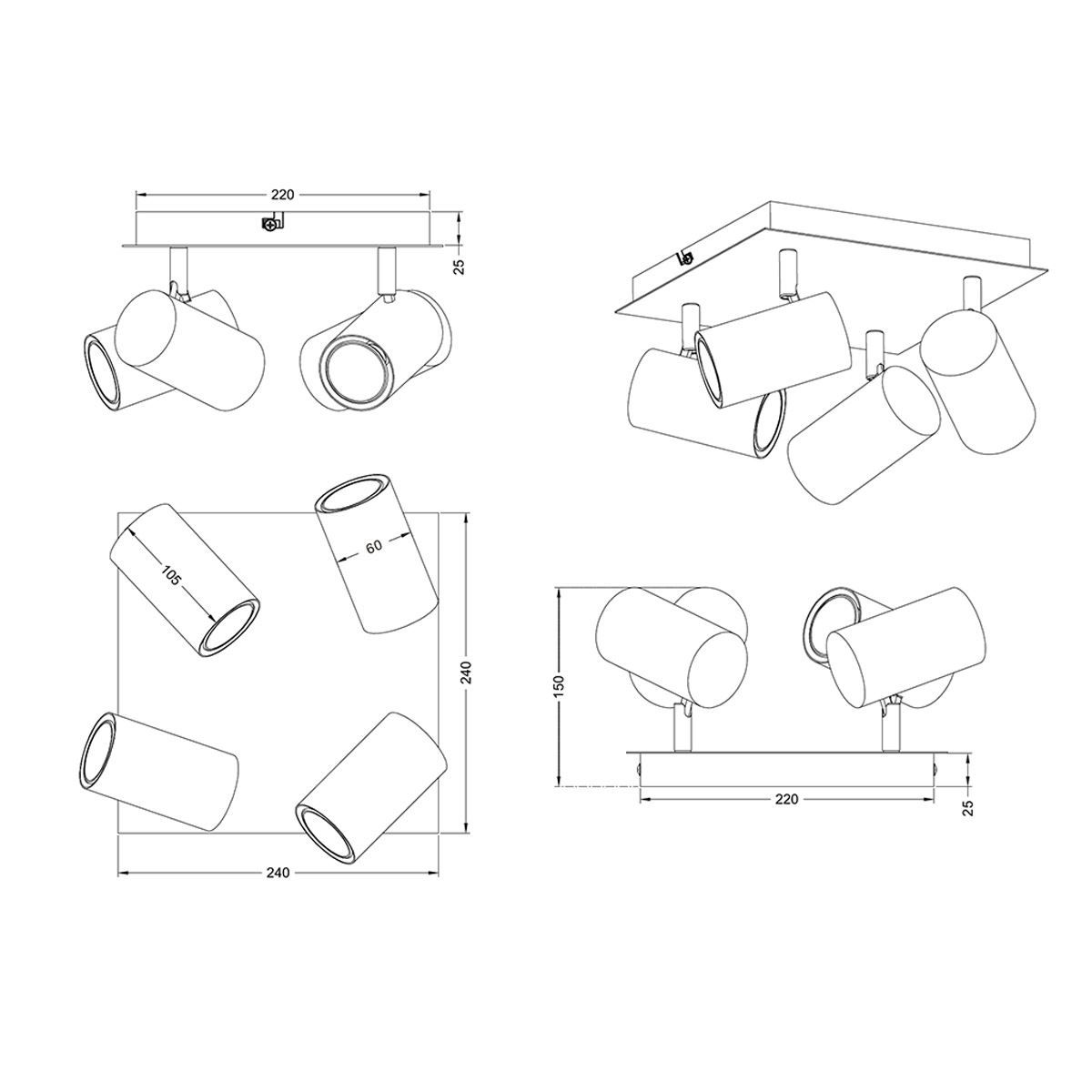 Lampadari & plafoniere: Deckenleuchte, 4 Strahler, 24 cm x 24 cm – Nuovo (secondo la descrizione) da Kreuzlingen venduto da Smart-Light 3