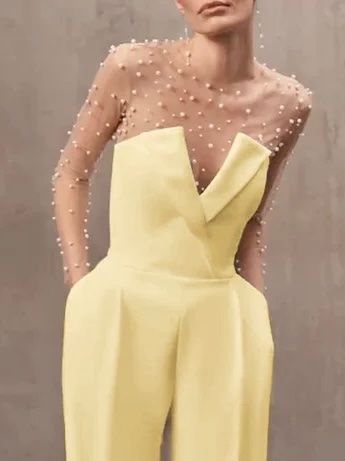 Jumpsuits: Mesh Imitation Pearls Strapless Jumpsuit – Neu und originalverpackt aus Genève von Annilu 1