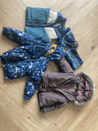 Veste de pluie, d‘hiver, tour de cou et bonnet taille 3 ans