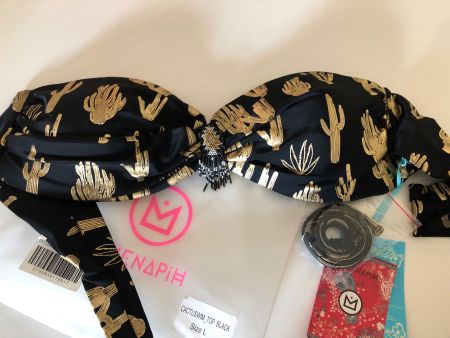 Bikinioberteil Amenapih schwarz gold Kaktus Perlen L NEU