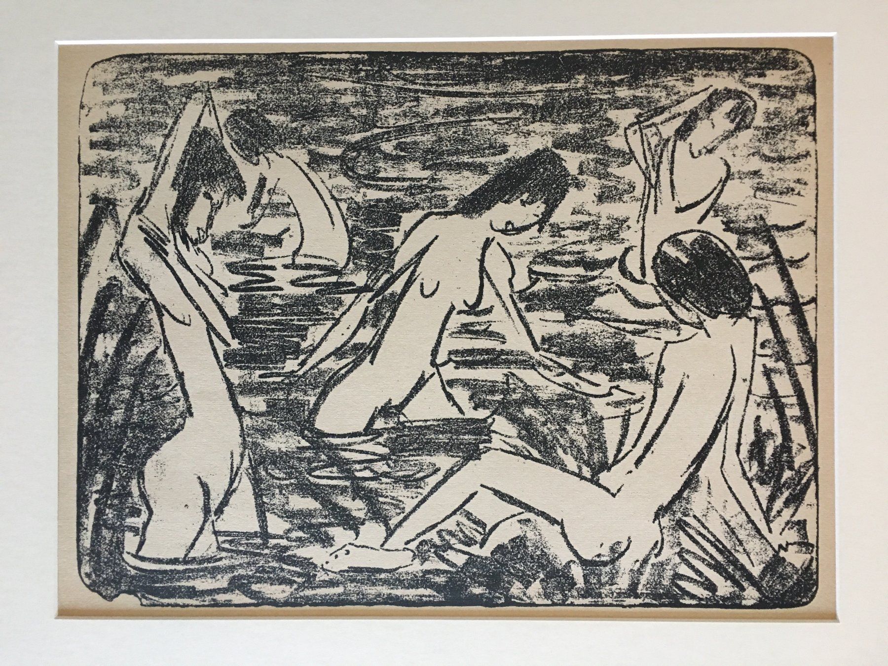 Grafica & Litografie: Otto Mueller   "Sitzende und vier Badende..."  DRUCK – Usato da Nennigkofen venduto da juhit 2