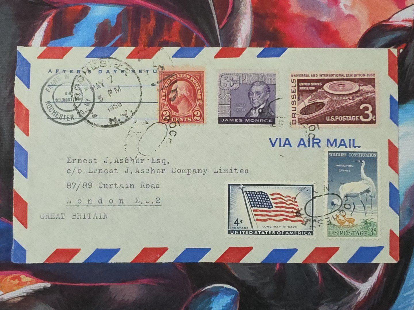 Alle Briefmarken: CL33 Enveloppe + Timbre USA 1958 – Gebraucht aus Cousset von Patrick_Collections