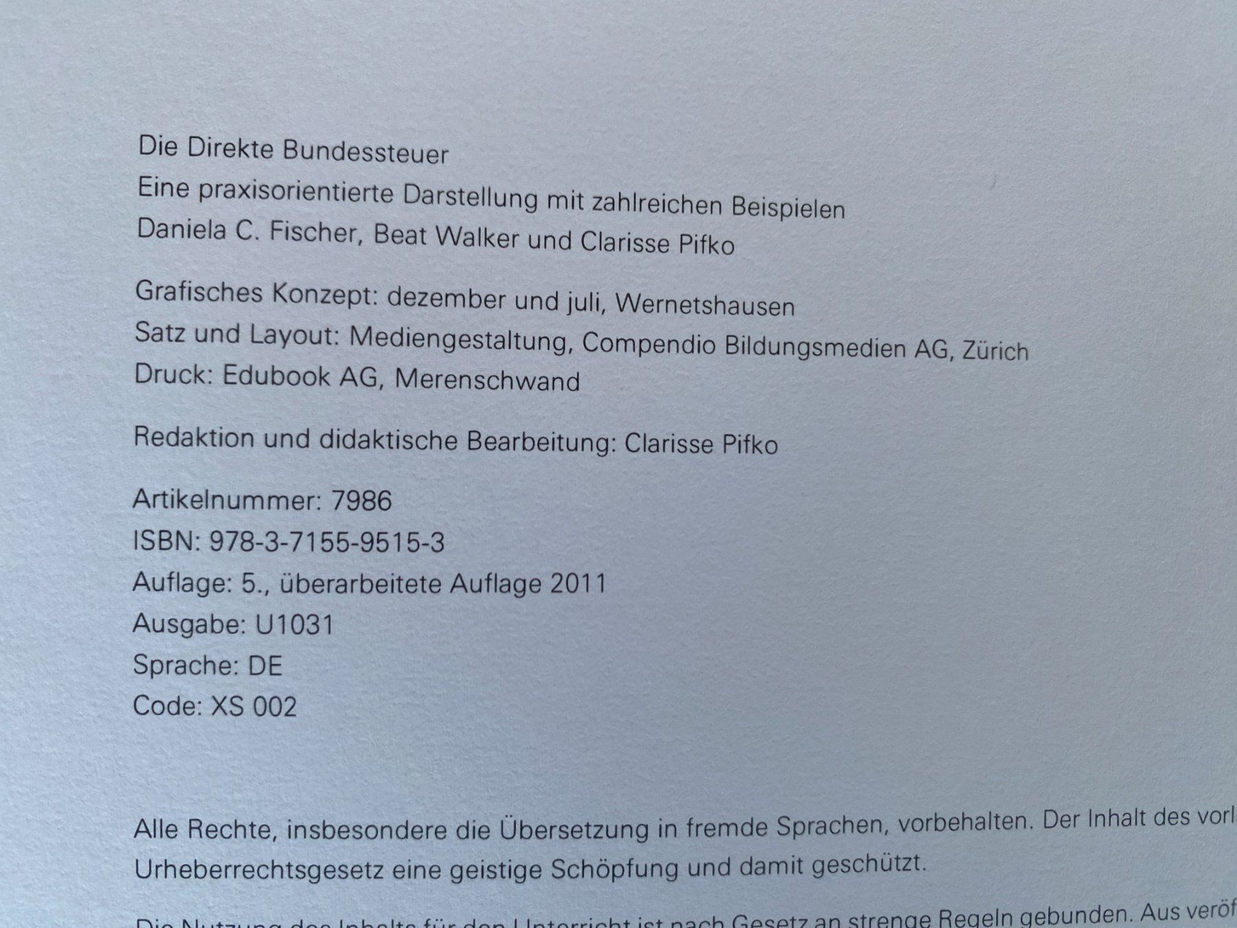 Libri: Die Direkte Bundessteuer Compendio – Usato da Einigen venduto da Seeland2ndHand 1