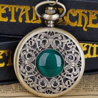 Vintage Style Uhr aus Quarz und Jade - Montre de poche