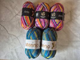 750gr. Lana Grossa Wolle 6-fach Meilenweit Merino bunt