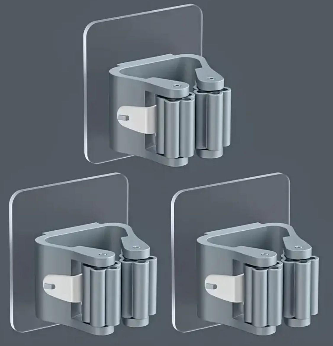 Supporti a parete: 3x Besenhalter, selbstklebend, neu, grau – Nuovo e nell'imballaggio originale da Suhr venduto da SchnapperCH 1