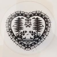 H. Hirschi, Herzform - Scherenschnitt - original