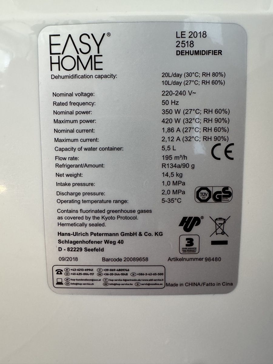 Deumidificatori: Easy Home Luftentfeuchter Wäschetrockner – Usato da Dübendorf venduto da vitrickson 5