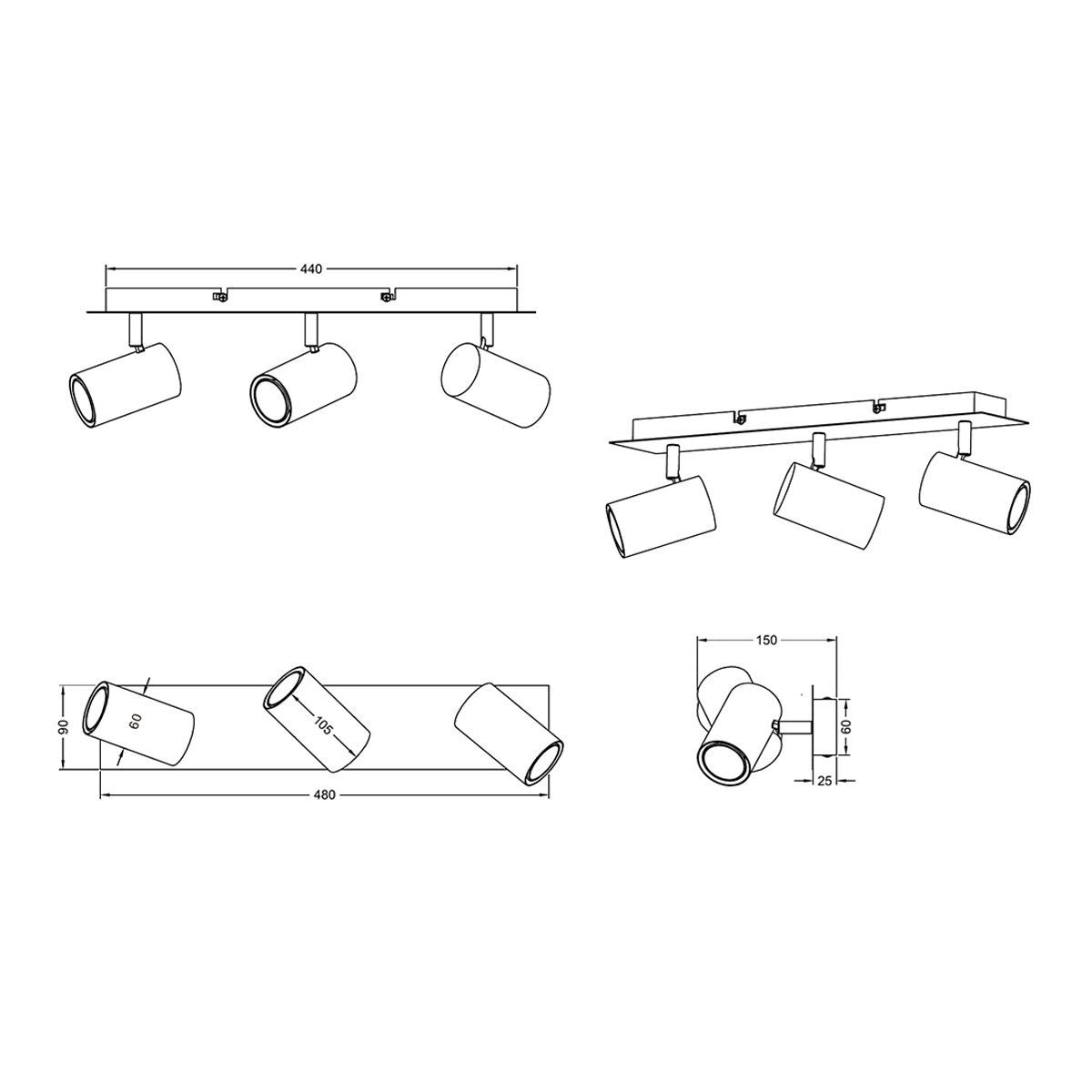 Lampade: Deckenleuchte, Metall, 48 cm x 9 cm – Nuovo (secondo la descrizione) da Kreuzlingen venduto da Smart-Light 4