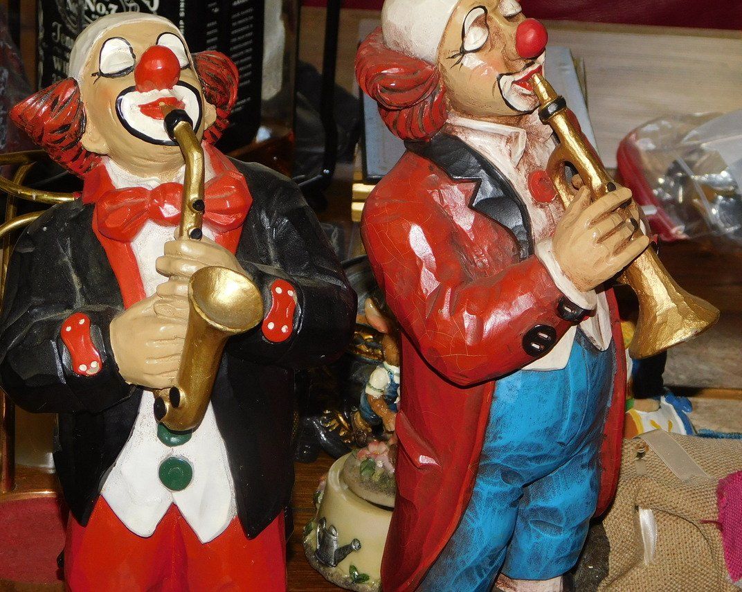 Statuette: 4 Gilde Clowns, Musiker ca. 34 cm – Usato da Villnachern venduto da Schnugelchen 2