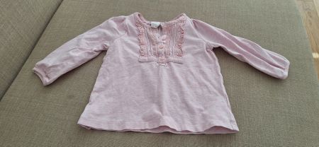 Langarmshirt H&M rosa mit Spitzenbesatz Grösse 80
