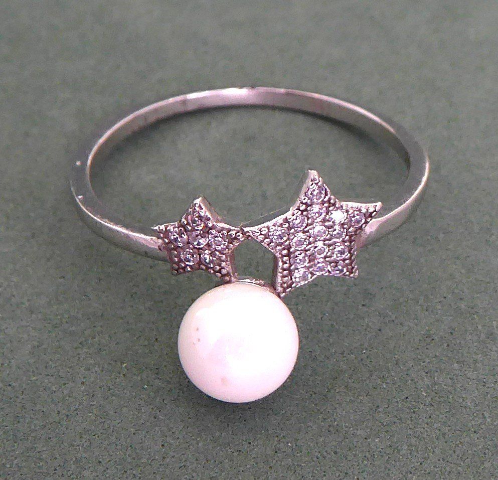 Anelli: Ring 925 Silber mit synthetischen Steinchen und Perle – Usato da Muri AG venduto da silvermouse007 2