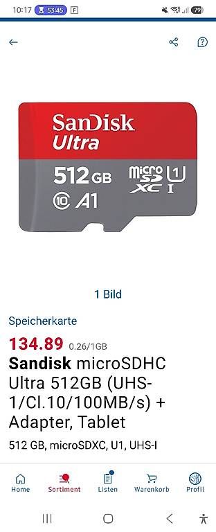Sandisk Schede di memoria: SanDisk Micro SD Ultra 512GB – Usato da Basel venduto da fis_dana 1