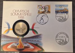 Numisbrief Olympische Sommerspiele mit 5 Fr. Münze ab 1 Fr.!