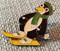 E183 - Pin Pinguin auf Ski
