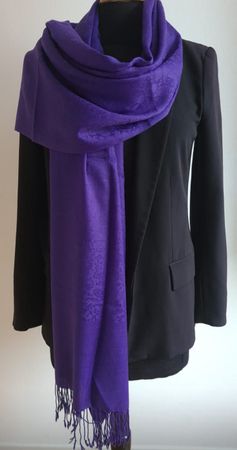 Etole cachemire avec franges pour l'hiver 💜 - Fait main