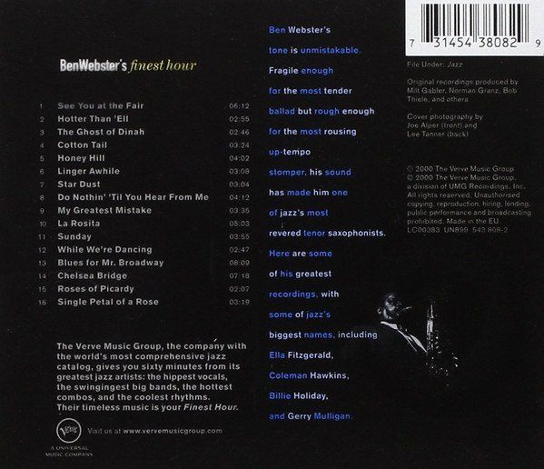 CD: Ben Webster – Ben Webster's Finest Hour – Usato da St.Gallen venduto da jalamusic 1