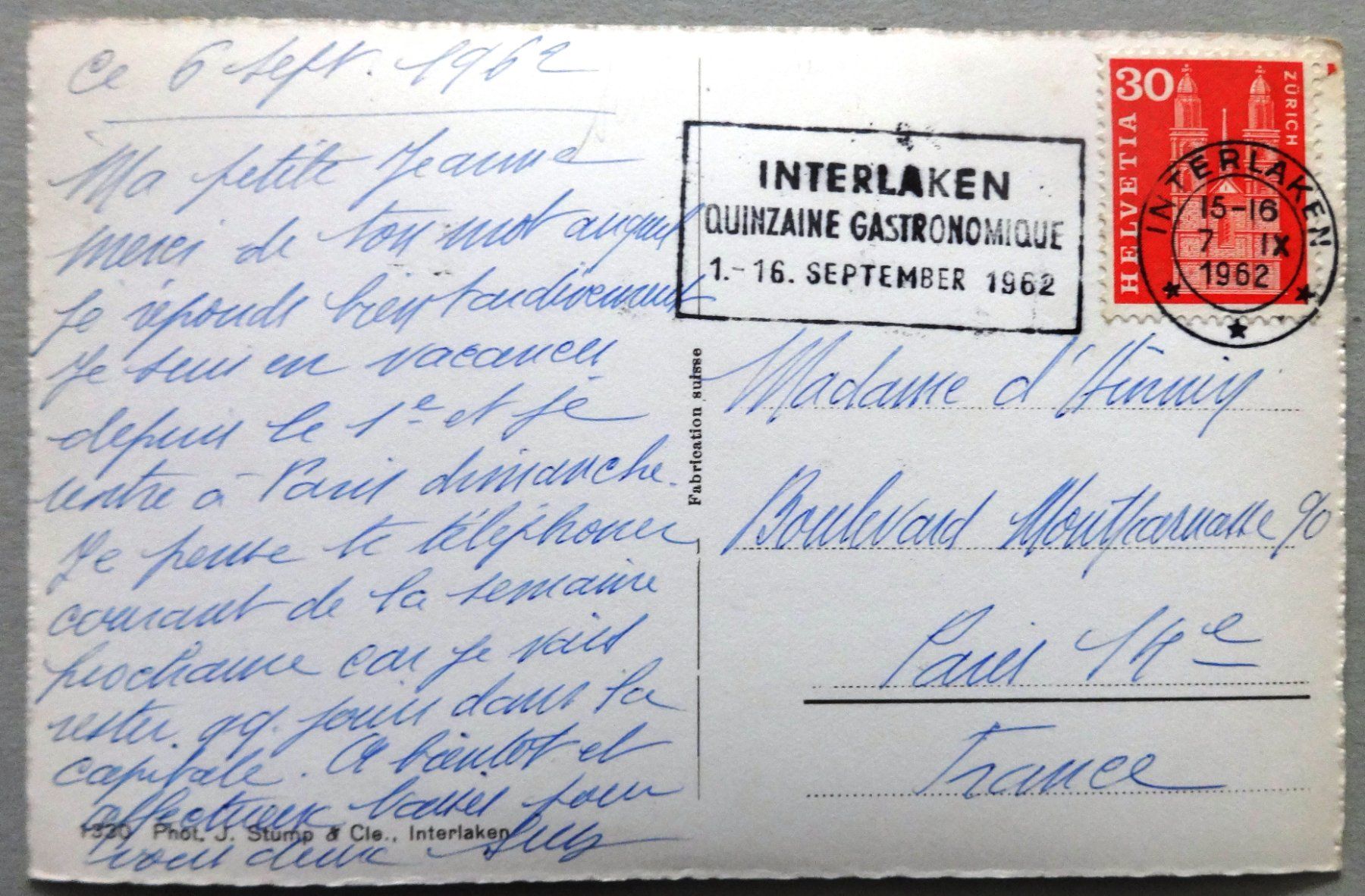 Cartoline postali: Wilderswil mit Eiger, Mönch u. Jungfrau – Usato da Fétigny venduto da Billy2miny 1