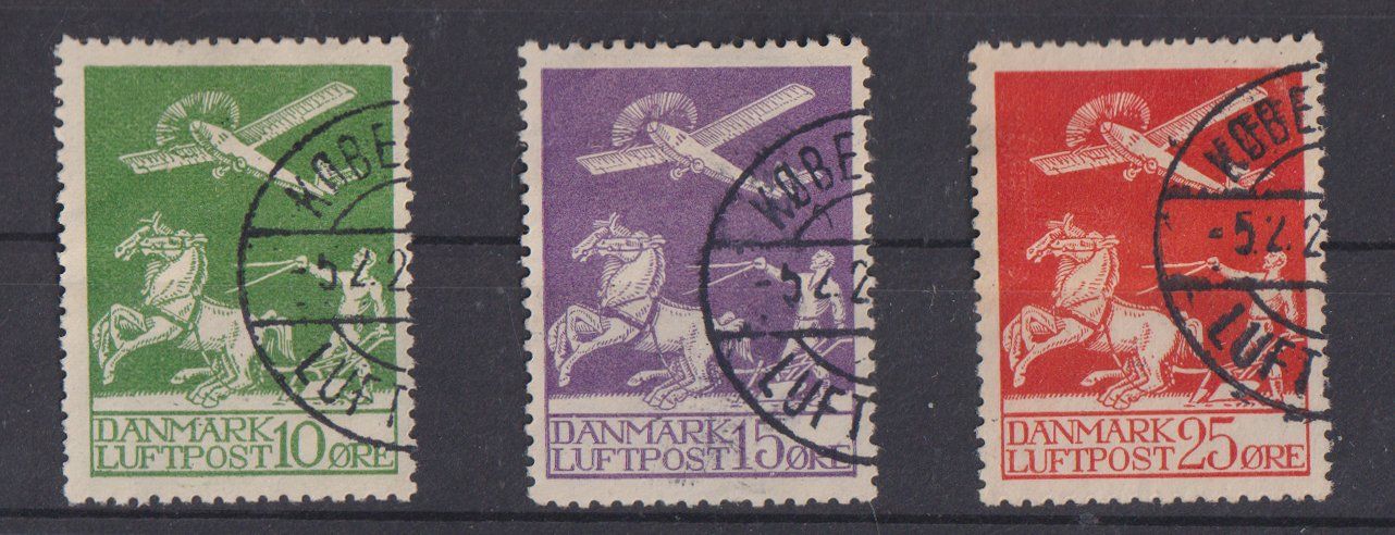 Tutti i francobolli: Dänemark 1925: Flugpostserie - Kat. 120.-- – Usato da Eschlikon TG venduto da PhilCon