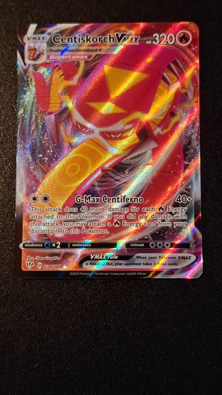 Pokémon Sammelbilder & Trading cards: *Pokémon Centiskorch VMax* 034/189 Holo-Card – Neu (gemäss Beschreibung) aus Brütten von Sigimi