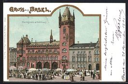 Litho Basel, Marktplatz und Rathaus