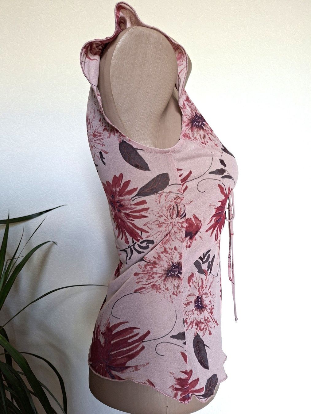 Top: Top drapé rose fleuri – Taille S – Usato da boudry venduto da Let_20 3
