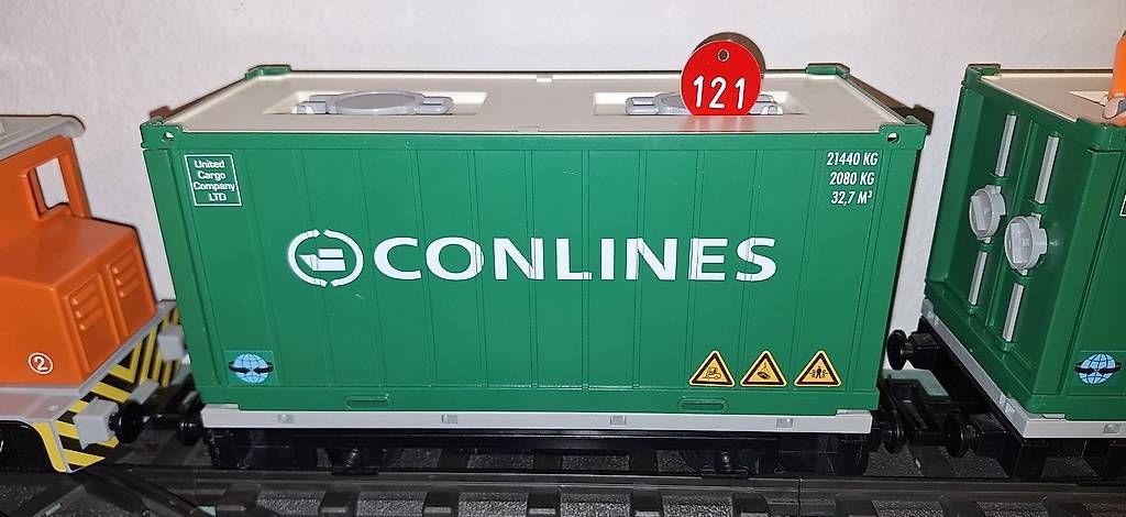 Playmobil Giocattoli: Playmobil 4085 Container-Güterwagen grün #121 – Usato da Reinach BL venduto da Playmobilist