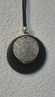 Collana donna ciondolo rotondo nero e argento