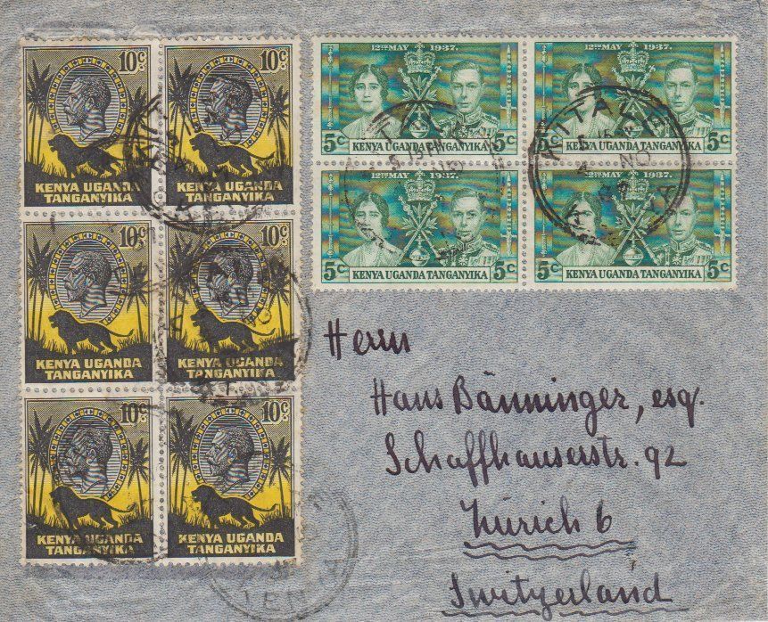 Tutti i francobolli: Brief 1937 KENYA - Zürich – Usato da Eschlikon TG venduto da PhilCon