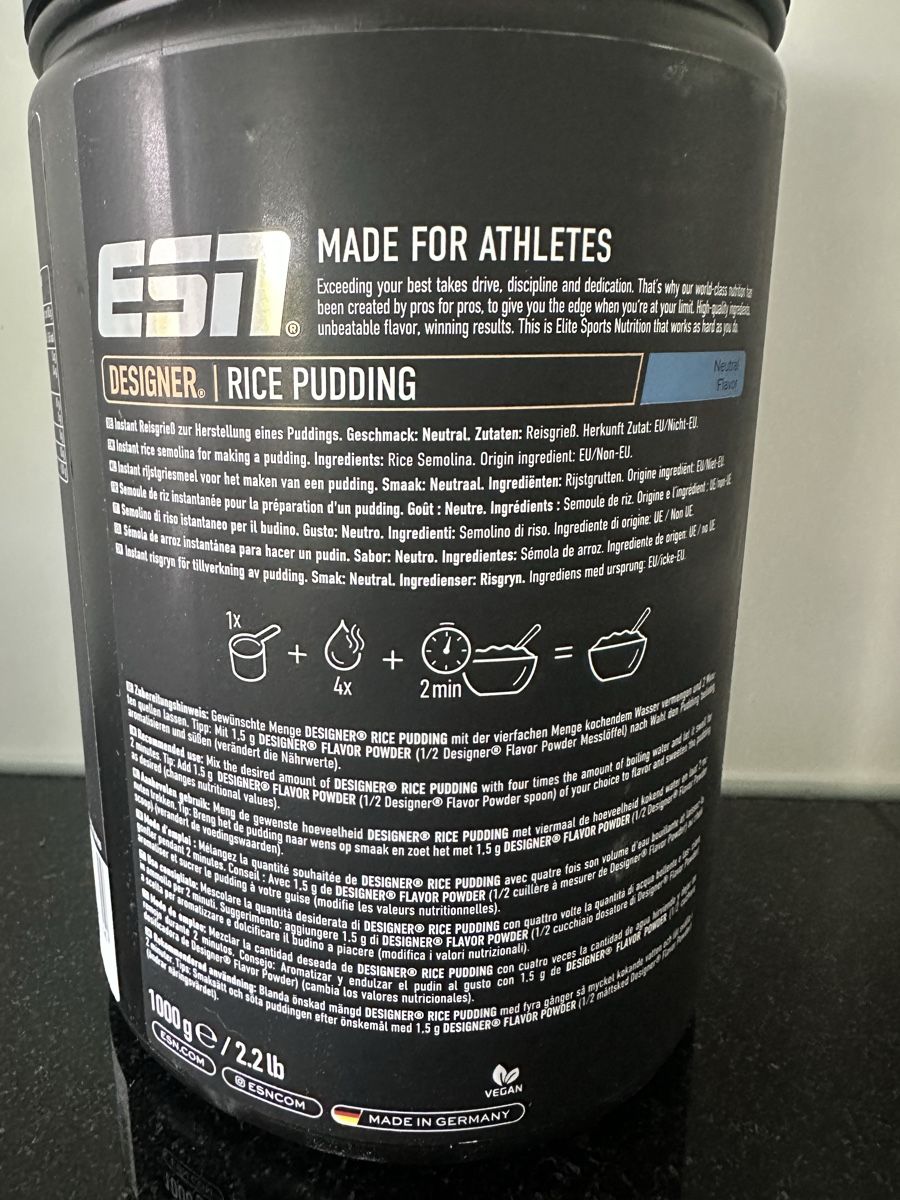 Esn Cibi & Specialità: ESN - Designer Reispudding, 1000g – Nuovo e nell'imballaggio originale da Wangen SZ venduto da Jaay_Sky 2