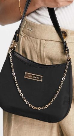 Schwarze Handtasche mit Kette – River Island