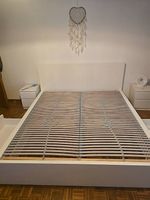 Bett 180x200 cm mit Lattenrost & Stauraum  Weiß