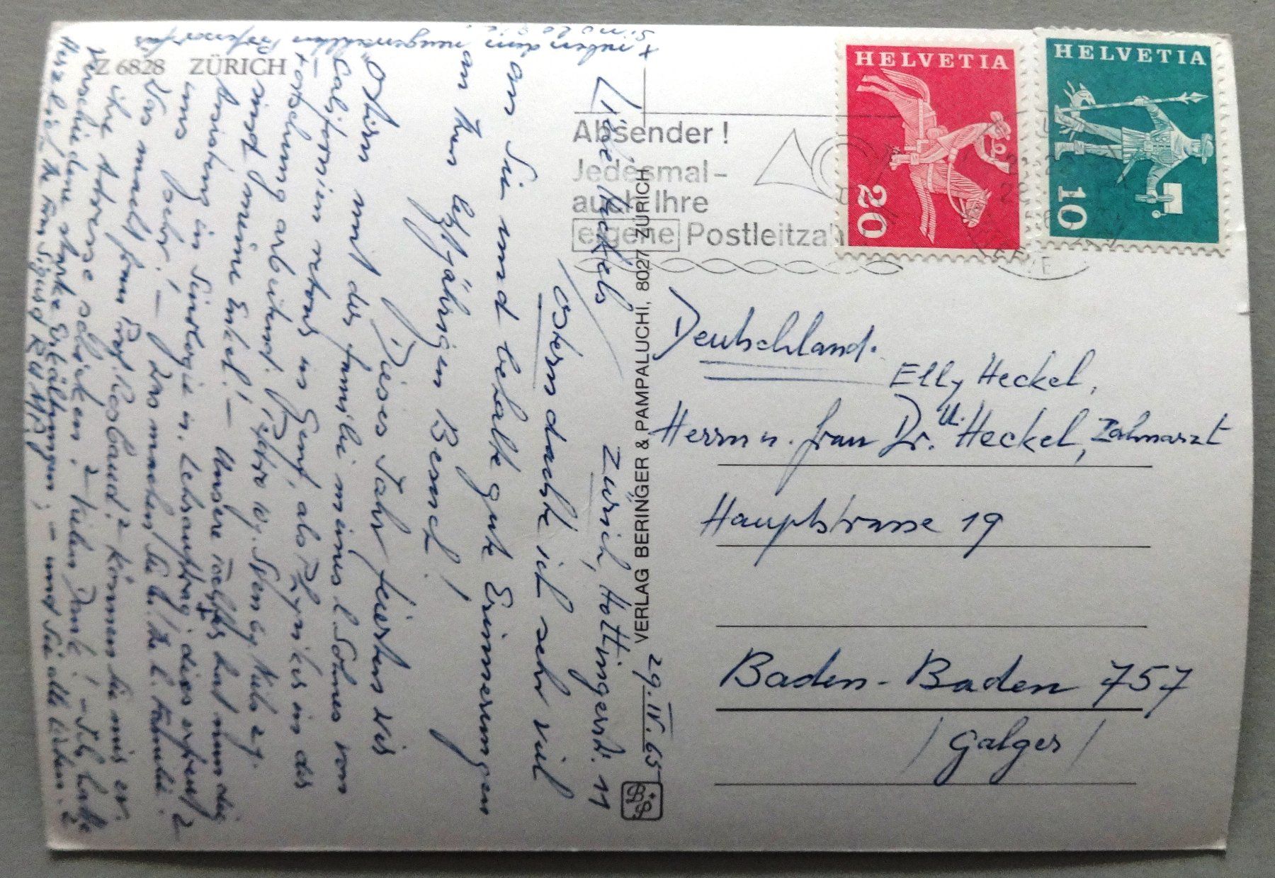 Cartoline postali: Zürich – Usato da Fétigny venduto da Billy2miny 1