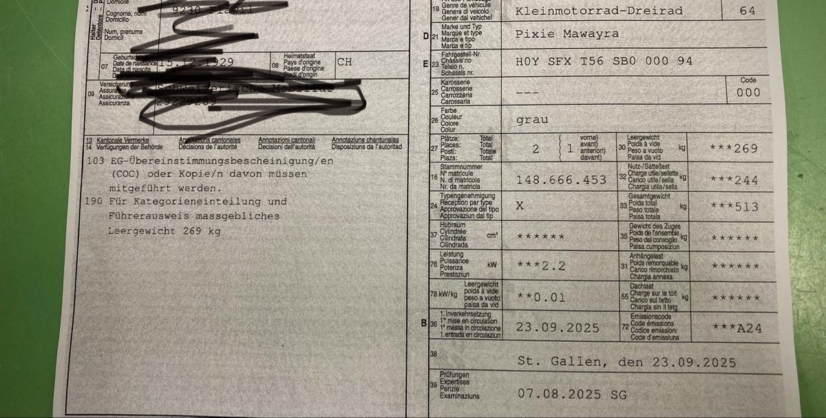 Veicoli elettrici: Kleinmotorrad,  Dreirad Pixie Mawayra grau 45 km/h – Usato da Degersheim venduto da Pinguin040 4